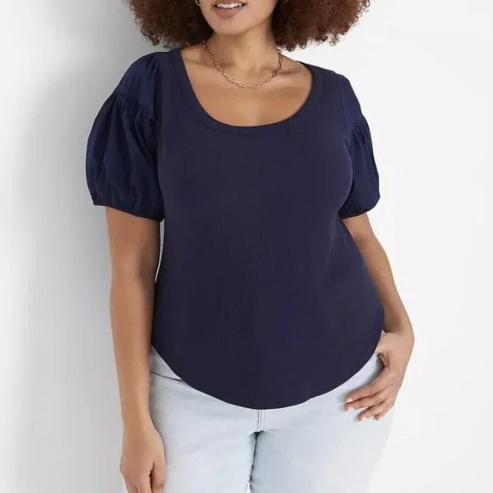 Lane Bryant Puff Short Sleeve Ribbed Top 26/28